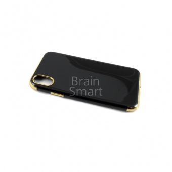 Накладка силиконовая Gurdini Obsidian series iPhone X Черный/Золотой - фото, изображение, картинка