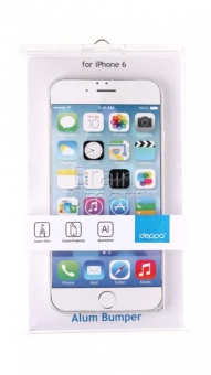 Бампер металл Deppa Alum Bumper + защитная пленка iPhone 6 (63143) Серебряный - фото, изображение, картинка