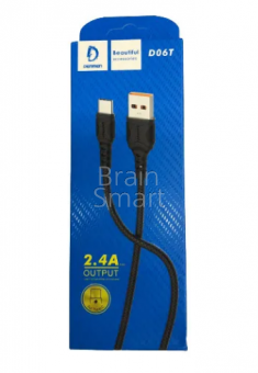 USB кабель Type-C Denmen D06T (1м/2.4A) Черный - фото, изображение, картинка
