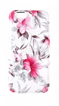 Накладка силиконовая с рисунком iPhone 6 Flowers Белый - фото, изображение, картинка