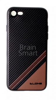 Накладка силиконовая Dlons iPhone 7/8 под карбон Черный/Коричневый - фото, изображение, картинка