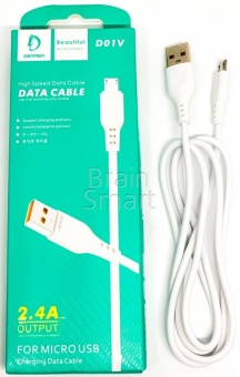 USB кабель Micro Denmen D01V (1м/2.4A) (без упаковки) Белый - фото, изображение, картинка