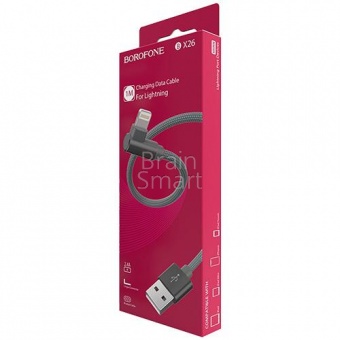 USB кабель Lightning Borofone BX26 Express угловой (1м) Серый - фото, изображение, картинка