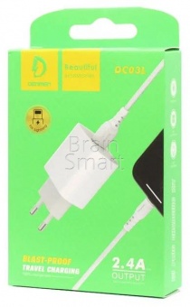 СЗУ Denmen DC03L 1USB + кабель Lightning (2,4A) Белый* - фото, изображение, картинка