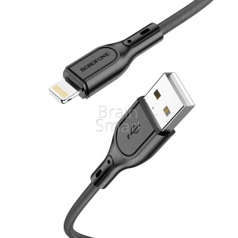 USB кабель Lightning Borofone BX66 Nano Silicone (1м) Черный - фото, изображение, картинка