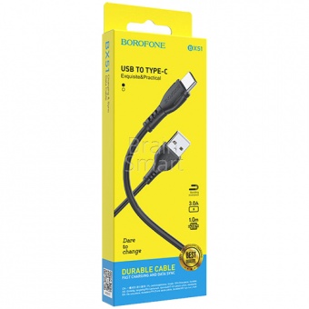 USB кабель Type-C Borofone BX51 Triumph (1м) Черный - фото, изображение, картинка