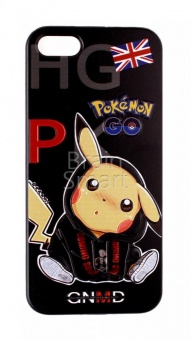 Накладка пластиковая Pokemon GO с рисунком iPhone 5/5S/SE В Черном Капюшоне - фото, изображение, картинка