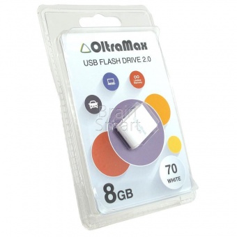 USB 2.0 Флеш-накопитель 8GB OltraMax 70 Белый - фото, изображение, картинка
