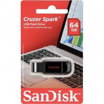 USB 2.0 Флеш-накопитель 64GB Sandisk Cruzer Spark Чёрный* - фото, изображение, картинка