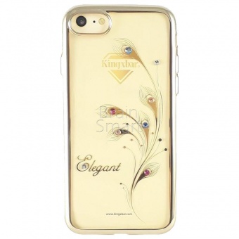 Накладка пластик Kingxbar Foliflora Series- Elegant Swarovski iPhone 7/8/SE Золотой - фото, изображение, картинка