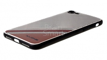 Накладка силиконовая Dlons iPhone 7/8 под карбон Белый/Коричневый - фото, изображение, картинка