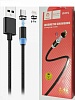 USB кабель Magnetic Lightning Denmen D09L Nylon Material (1м/2,4A) Черный - фото, изображение, картинка
