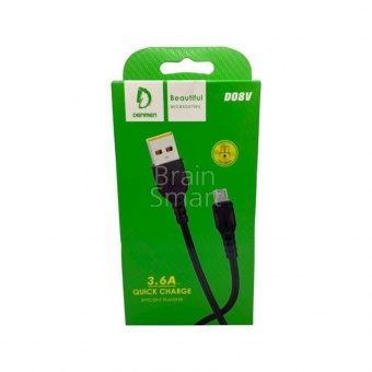 USB кабель Micro Denmen D08V (1м/3.6A) Черный - фото, изображение, картинка