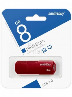 USB 2.0 Флеш-накопитель 8GB SmartBuy Clue Бордовый - фото, изображение, картинка