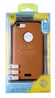 Накладка силиконовая J-Case Jack Series под кожу с магнитом iPhone 7/8 Св. Коричневый - фото, изображение, картинка