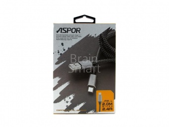 USB кабель Micro Aspor A131L трос (2м) (2.4A) Черный - фото, изображение, картинка