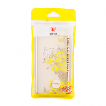 Накладка силиконовая Swarovski со стразами iPhone 6 Plus Цветы Золотой - фото, изображение, картинка