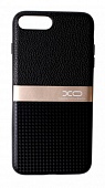 Накладка силиконовая XO iPhone 7 Plus/8 Plus кожа карбон с метал. вставкой Черный