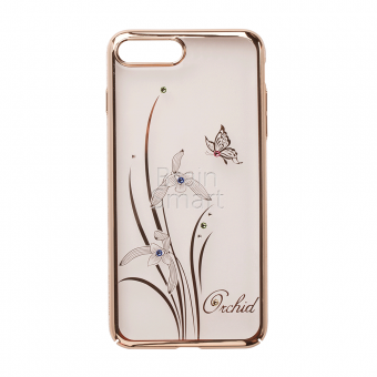 Накладка пластик Kingxbar Foliflora Series-Orchid Swarovski iPhone 7 Plus/8 Plus Золотой - фото, изображение, картинка