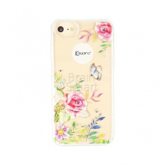 Накладка силикон Kauaro Цветы с бабочкой Swarovski iPhone 7 Plus/8 Plus Прозрачный - фото, изображение, картинка