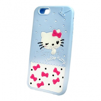 Накладка силиконовая Big iPhone 6 Hello Kitty Голубой - фото, изображение, картинка