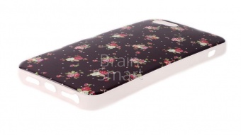 Накладка силиконовая Глянец Розы iPhone 5/5S/SE Черный - фото, изображение, картинка