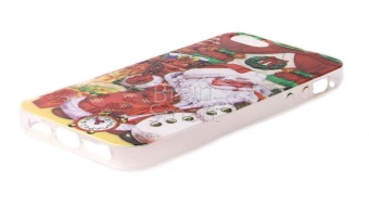 Накладка силиконовая новогодняя iPhone 5/5S/SE Дед Мороз - фото, изображение, картинка