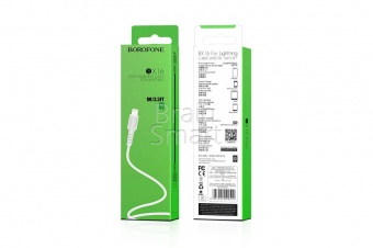 USB кабель Lightning Borofone BX16 2.4A (1м) Белый* - фото, изображение, картинка
