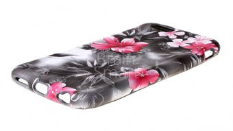 Накладка силиконовая с рисунком iPhone 6 Flowers Черный - фото, изображение, картинка