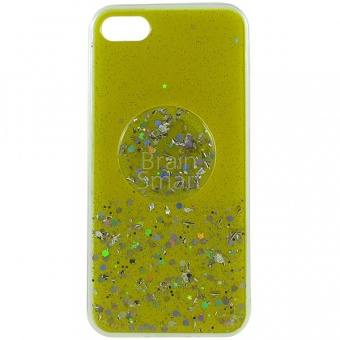 Накладка силиконовая с блестками+попсокет iPhone 7/8 Желтый - фото, изображение, картинка