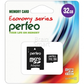 MicroSD 32GB Perfeo Class 10 + SD адаптер - фото, изображение, картинка