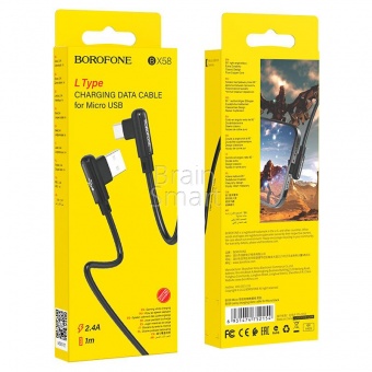USB кабель Micro Borofone BX58 L-Type 2,4A (1м) Черный* - фото, изображение, картинка