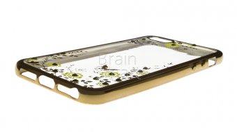 Накладка силиконовая Swarovski со стразами iPhone 5/5S/SE (02) Золотой/Зеленый - фото, изображение, картинка