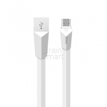 USB кабель Micro HOCO X4 Zinc Alloy Rhombus (1,2м) Белый - фото, изображение, картинка