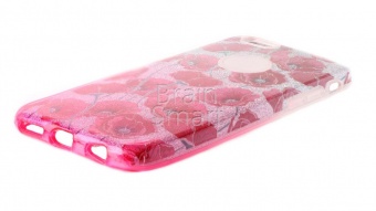 Накладка силиконовая Shine iPhone 6 блестящая Маки Серебряный/Розовый - фото, изображение, картинка