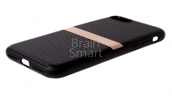 Накладка силиконовая XO iPhone 7/8/SE кожа карбон с метал. вставкой Черный - фото, изображение, картинка