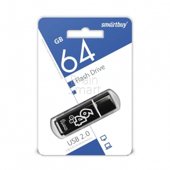 USB 2.0 Флеш-накопитель 64GB SmartBuy Glossy Черный* - фото, изображение, картинка