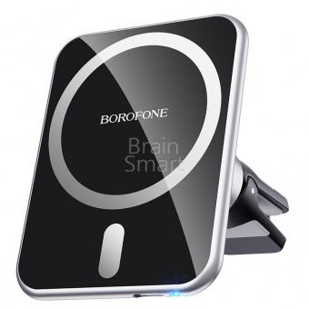 Автомобильный держатель + Беспроводное ЗУ Borofone BH43 Magnetic (15W) Черный/Серый - фото, изображение, картинка