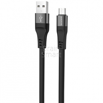 USB кабель Micro Borofone BU18 Crown Silicone (1,2м) Черный - фото, изображение, картинка