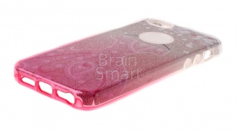 Накладка силиконовая Shine iPhone 5/5S/SE блестящая Платье розовое Золотой - фото, изображение, картинка