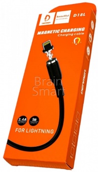 USB кабель Magnetic Lightning Denmen D18L (1м/2,4A) Черный - фото, изображение, картинка
