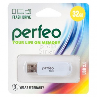 USB 2.0 Флеш-накопитель 32GB Perfeo C03 Белый - фото, изображение, картинка