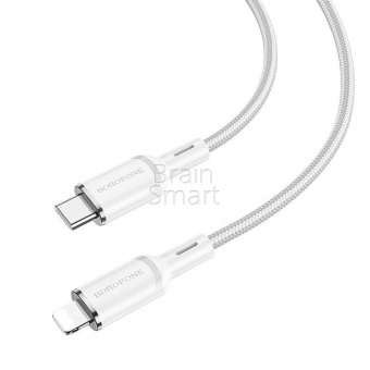 Кабель USB-C to Lightning Borofone BX90 Nylon PD20W (1м) Белый* - фото, изображение, картинка