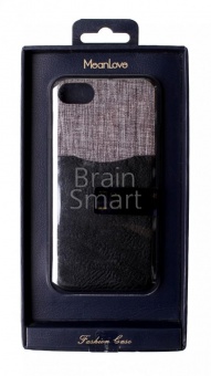 Накладка силиконовая MeanLove Woven Design с кожаной вставкой iPhone 7/8 Черный - фото, изображение, картинка