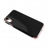 Накладка силиконовая Gurdini Obsidian series iPhone X Черный/Серебристый