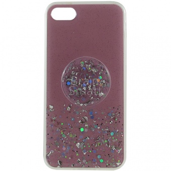 Накладка силиконовая с блестками+попсокет iPhone 7/8 Розовый - фото, изображение, картинка