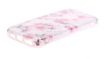 Накладка силиконовая Shine iPhone 5/5S/SE блестящая Сакура Серебряный - фото, изображение, картинка