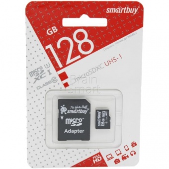 MicroSD 128GB Smart Buy Class 10 UHS-I + SD адаптер - фото, изображение, картинка