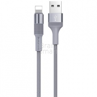 USB кабель Lightning Borofone BX21 Outstanding (1м) Серый - фото, изображение, картинка