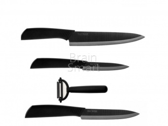 Набор Ножей Керам. Xiaomi HuoHou Nano Ceramic Knife Set 4шт (HU0010) Черный* - фото, изображение, картинка